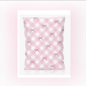 20 (6”x9”) Pink Checkered Pattern with Bows Mailers Poly Bags Shipping Bags